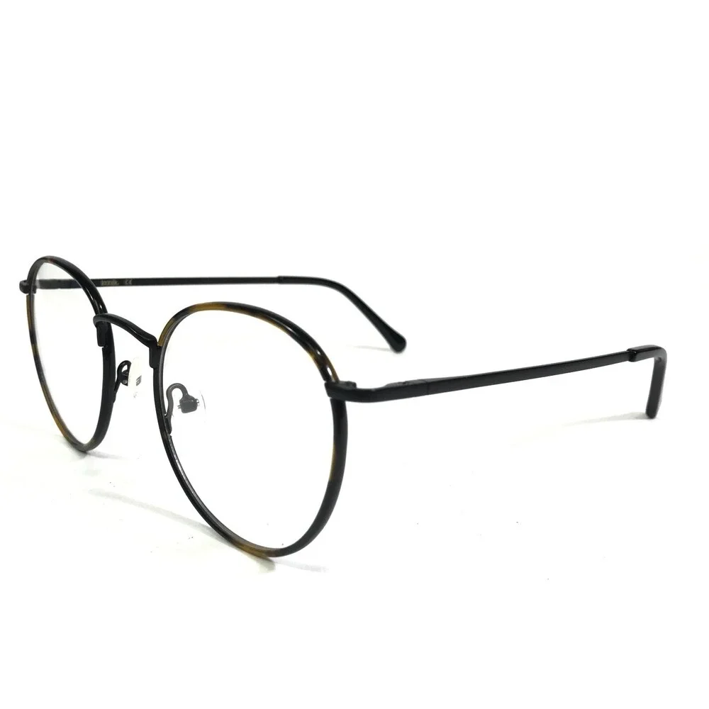 Iconik Eyeglasses Frames Siren C03 Black Brown Tortoise Round Wire Rim 50-20-145